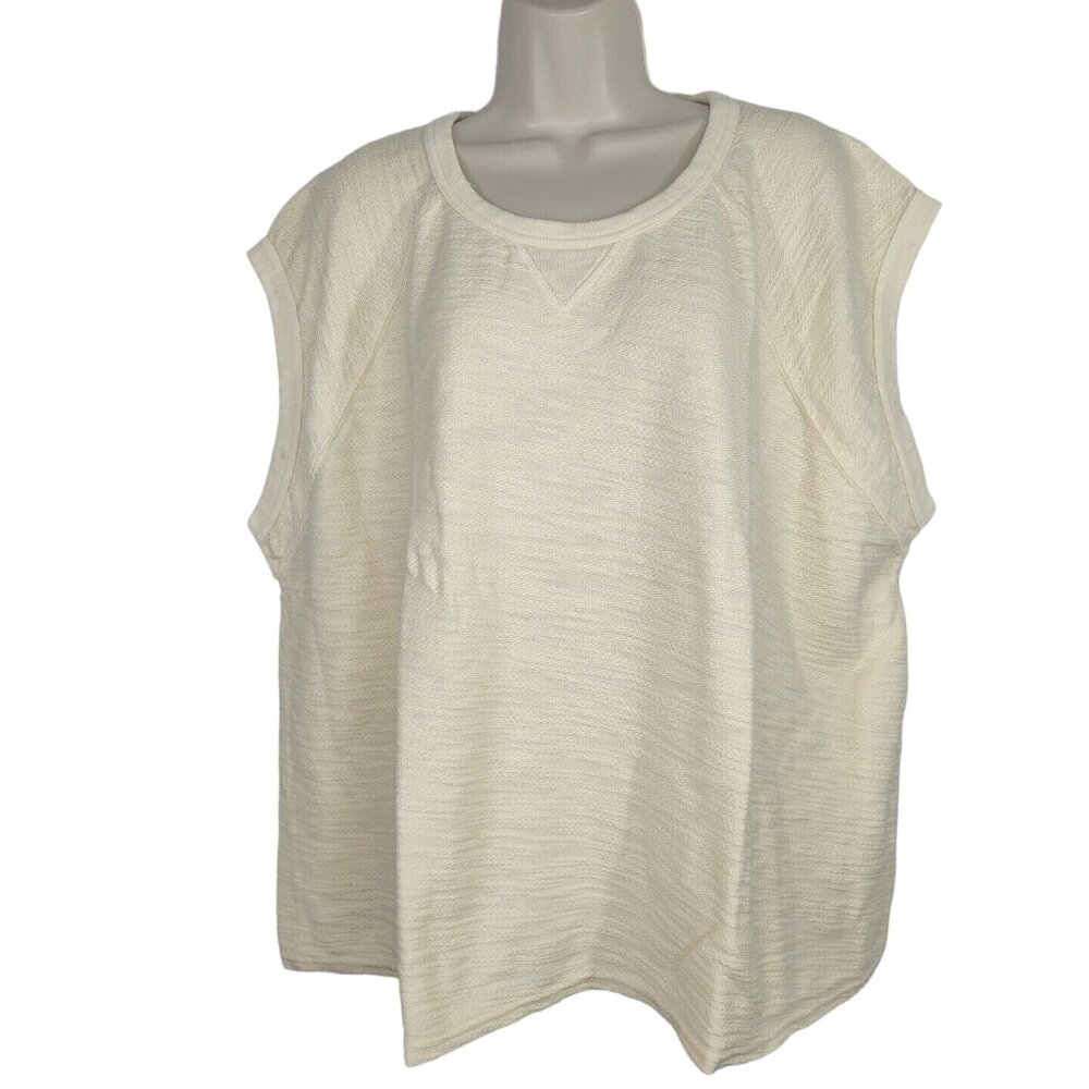 Universal Thread Sleeveless Muscle Shirt Textured Women Size 2X 20 22 Ivory NEW